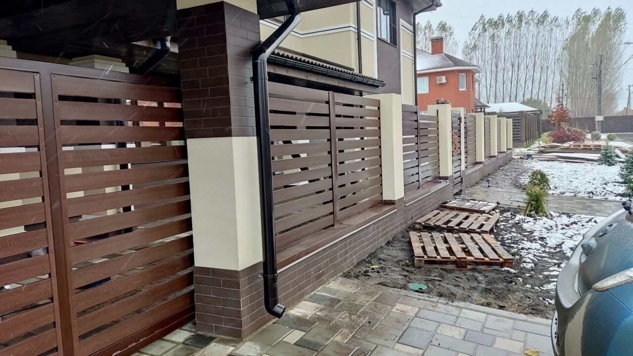 Забор-ранчо из металлопланкена 26м Мореный Дуб Printech фото 2 в Иркутске