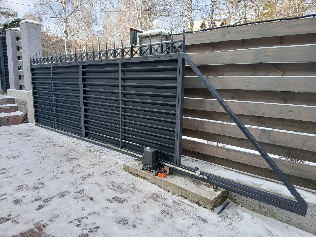 Входная группа из ламелей Хай-Тек RAL7024/7024 Серый Графит двусторонний МАТТЕ фото 23 в Иркутске